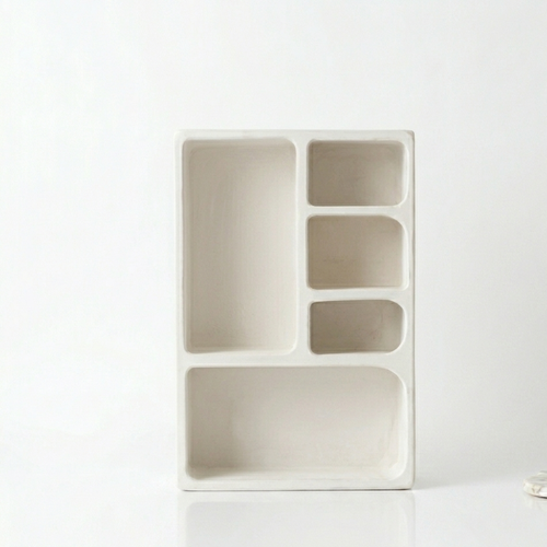 Bela Geometric Organiser Shelf | Versatile Ivory Design