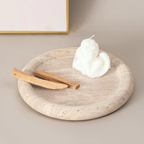 Bela Round Stone Tray | Amber Travertine, 20 cm Diameter