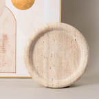 Bela Round Stone Tray | Amber Travertine, 20 cm Diameter