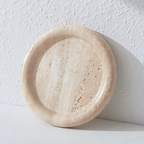 Bela Round Stone Tray | Amber Travertine, 20 cm Diameter