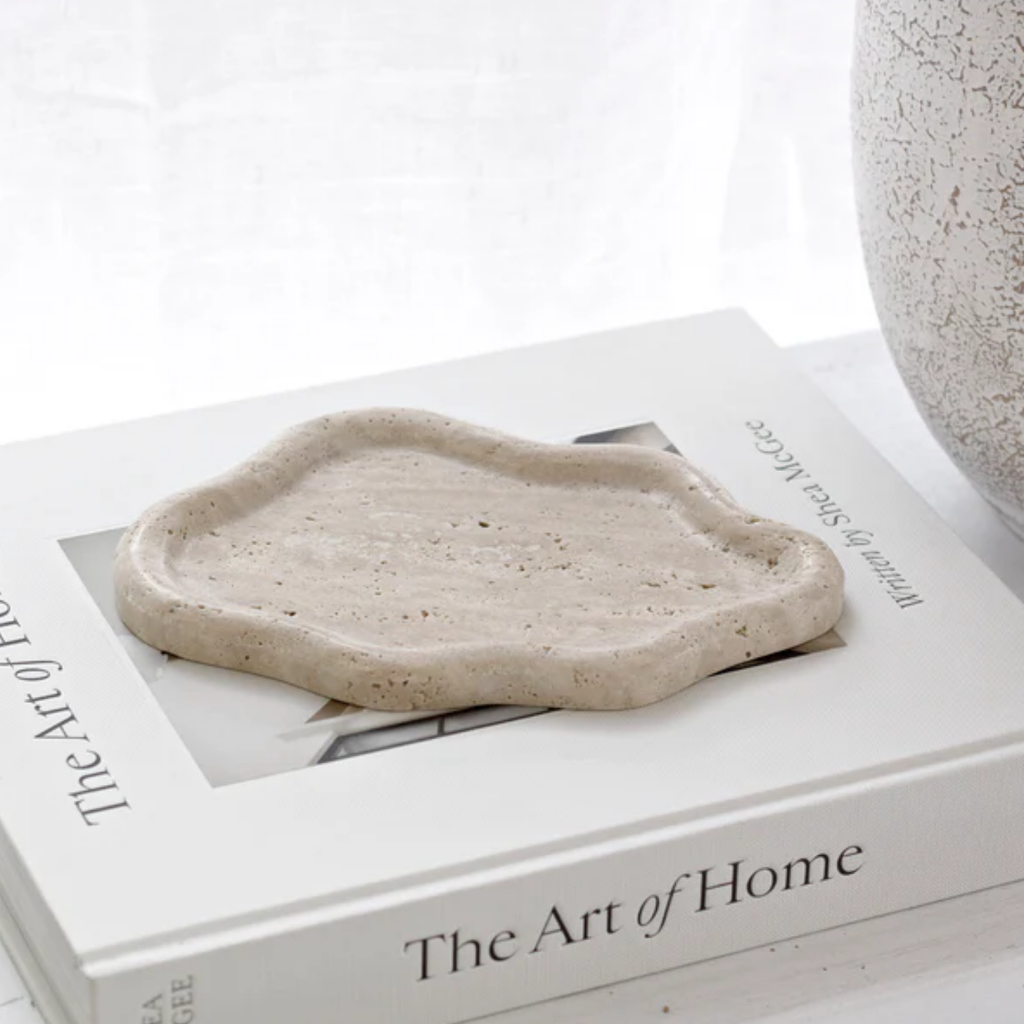 Cielo Stone Tray | Irregular Cloud Design, Natural Travertine
