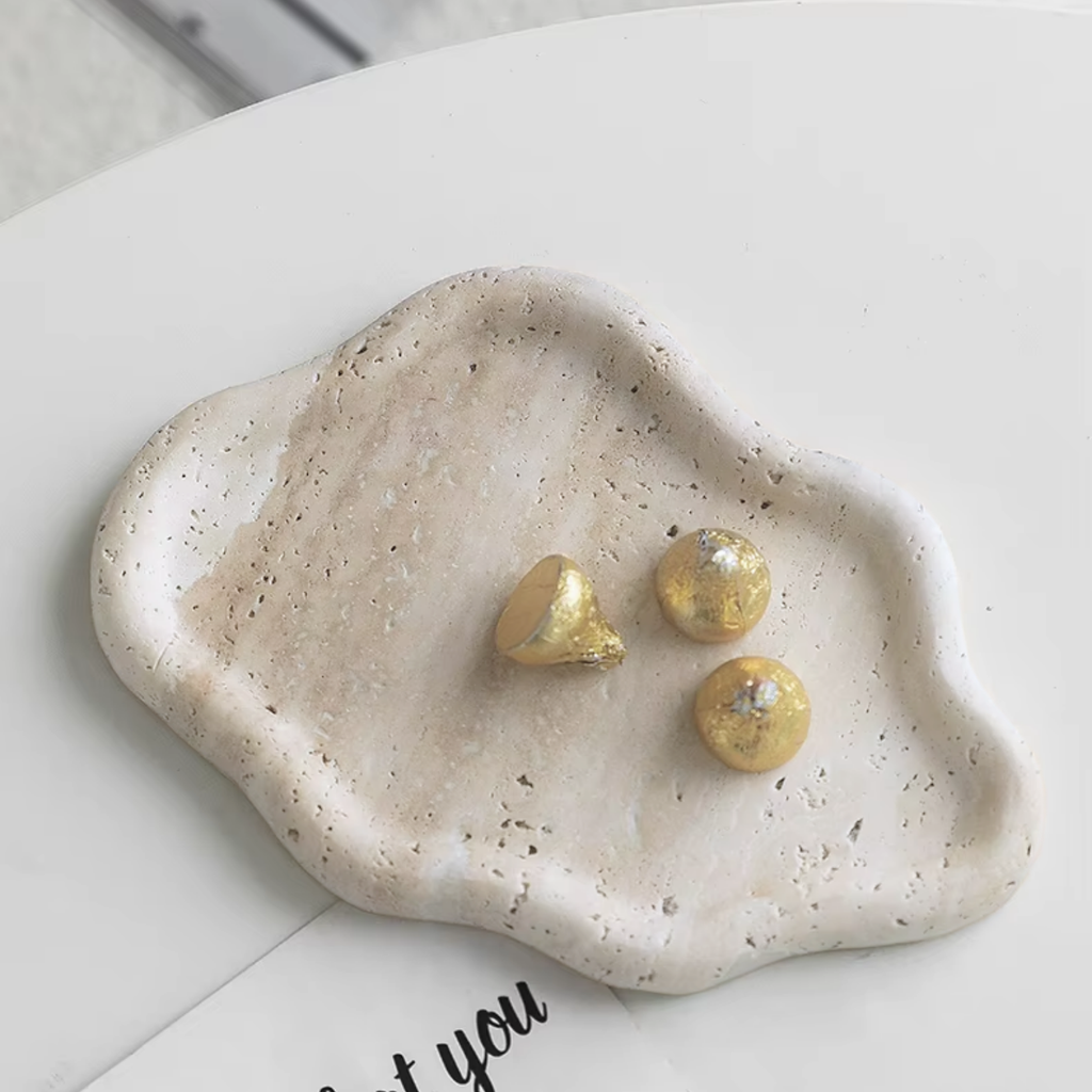 Cielo Travertine Stone Tray | Irregular Design, Natural Texture