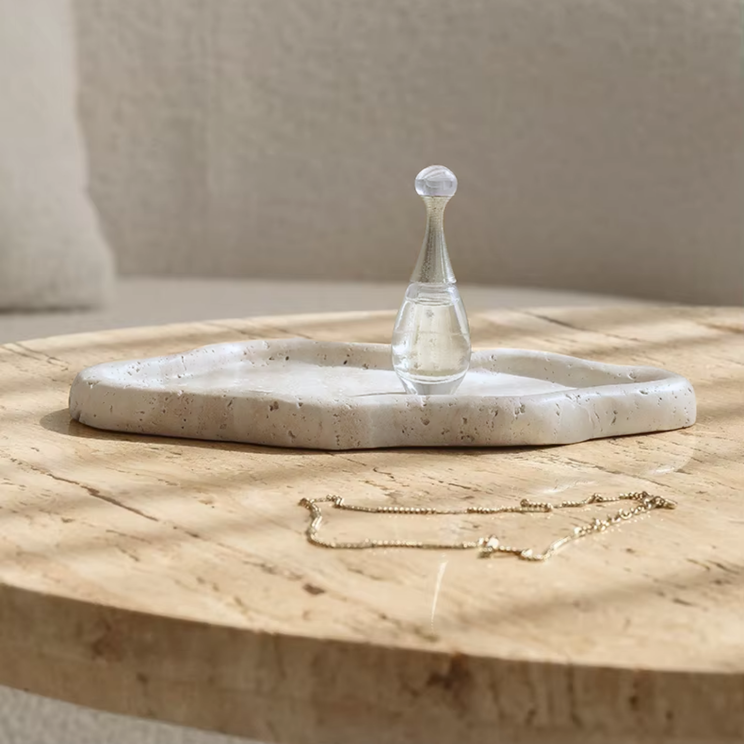 Cielo Stone Tray | Irregular Cloud Design, Natural Travertine