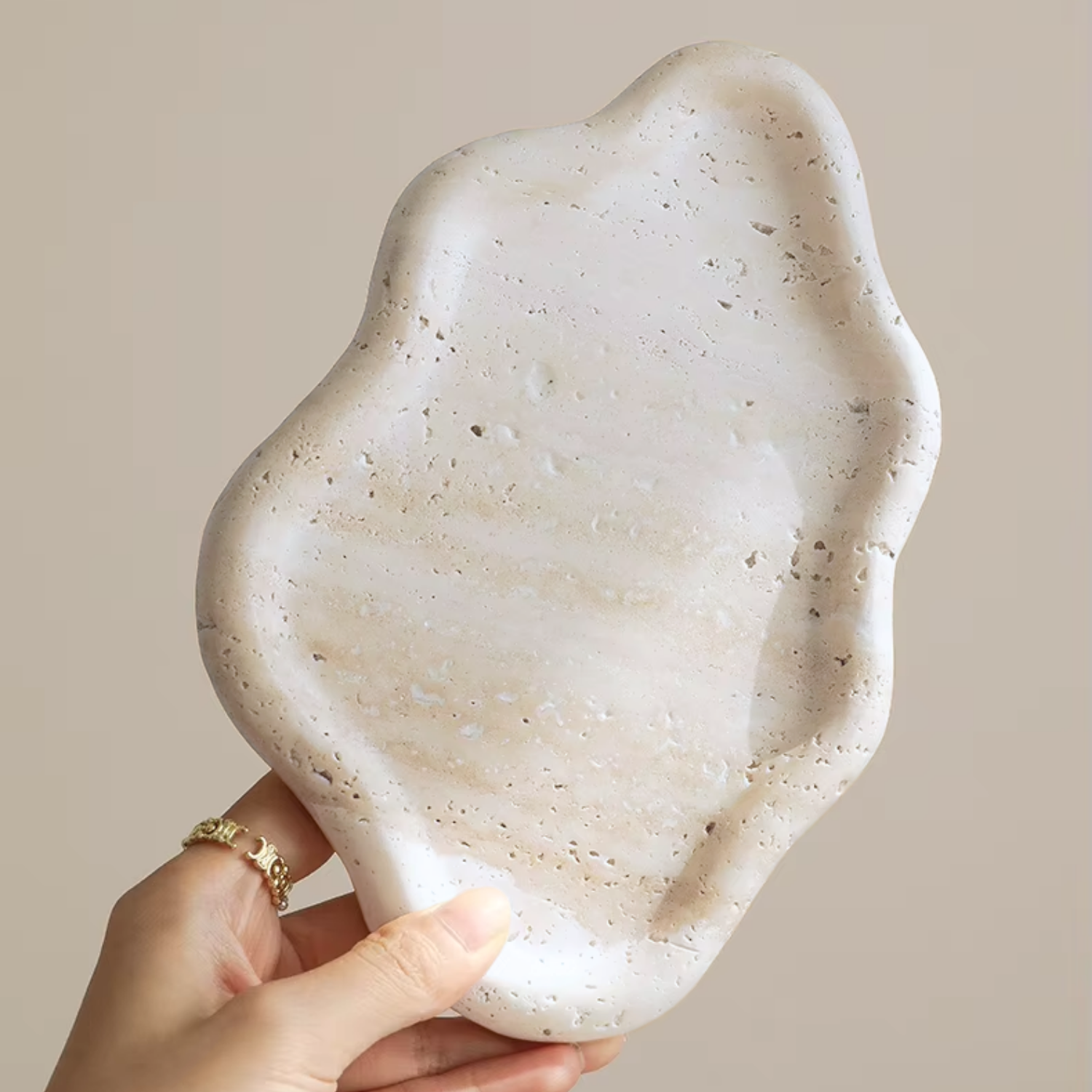 Cielo Travertine Stone Tray | Irregular Design, Natural Texture