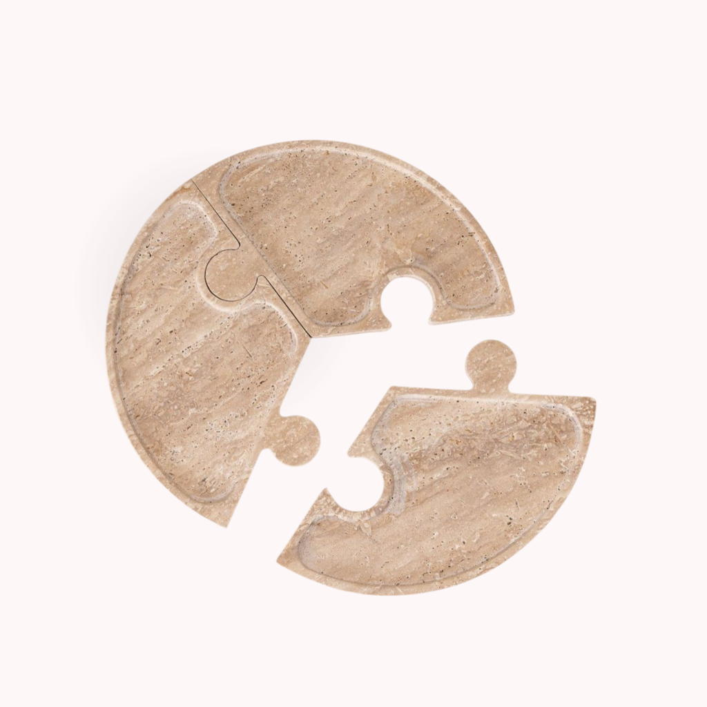 Bela Travertine Puzzle Tray | 3-in-1 Design, Natural Stone