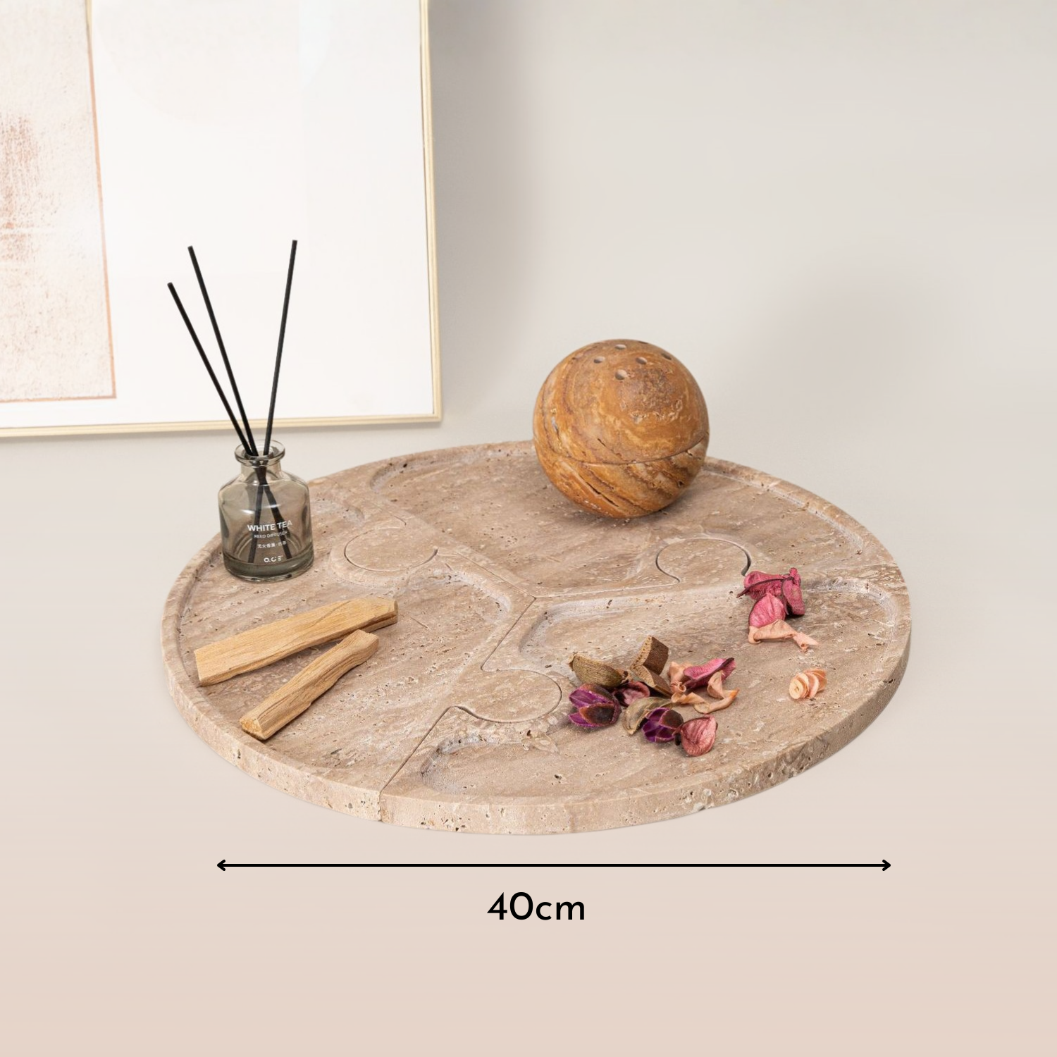 Bela Travertine Puzzle Tray | 3-in-1 Design, Natural Stone