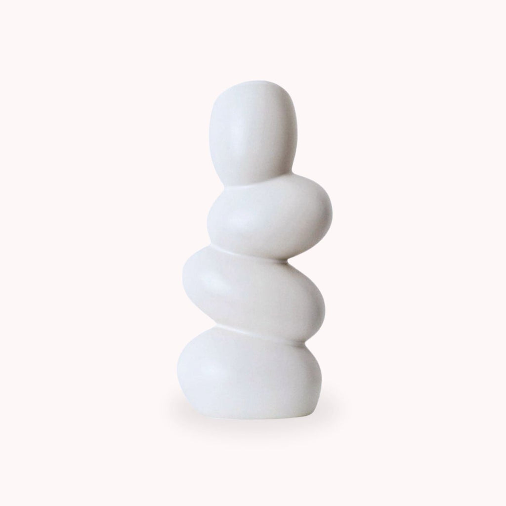Bela Ceramic Centrepiece Vase | Abstract Design, Durable White Finish