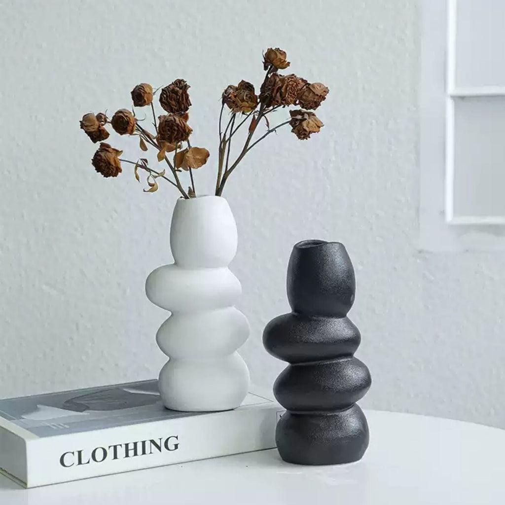 Bela Ceramic Centrepiece Vase | Abstract Stacked Stone Design
