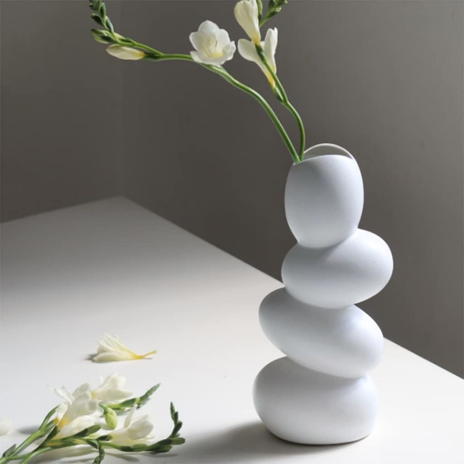 Bela Ceramic Centrepiece Vase | Abstract Stacked Stone Design