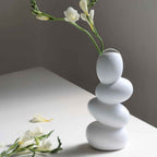 Bela Ceramic Centrepiece Vase | Abstract Design, Durable White Finish