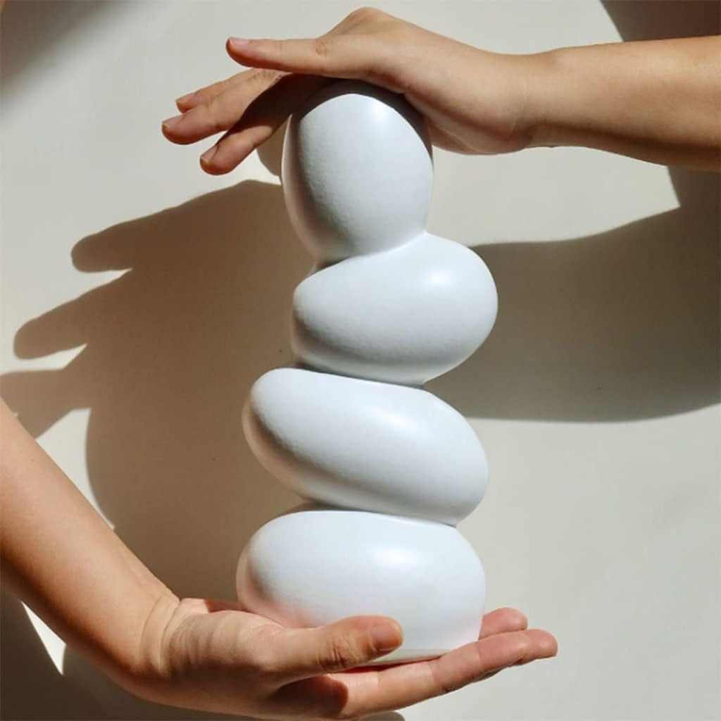 Bela Ceramic Centrepiece Vase | Abstract Stacked Stone Design
