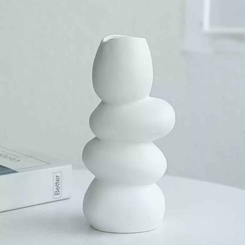 Bela Ceramic Centrepiece Vase | Abstract Design, Durable White Finish