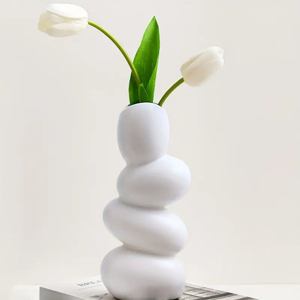 Bela Ceramic Centrepiece Vase | Abstract Stacked Stone Design