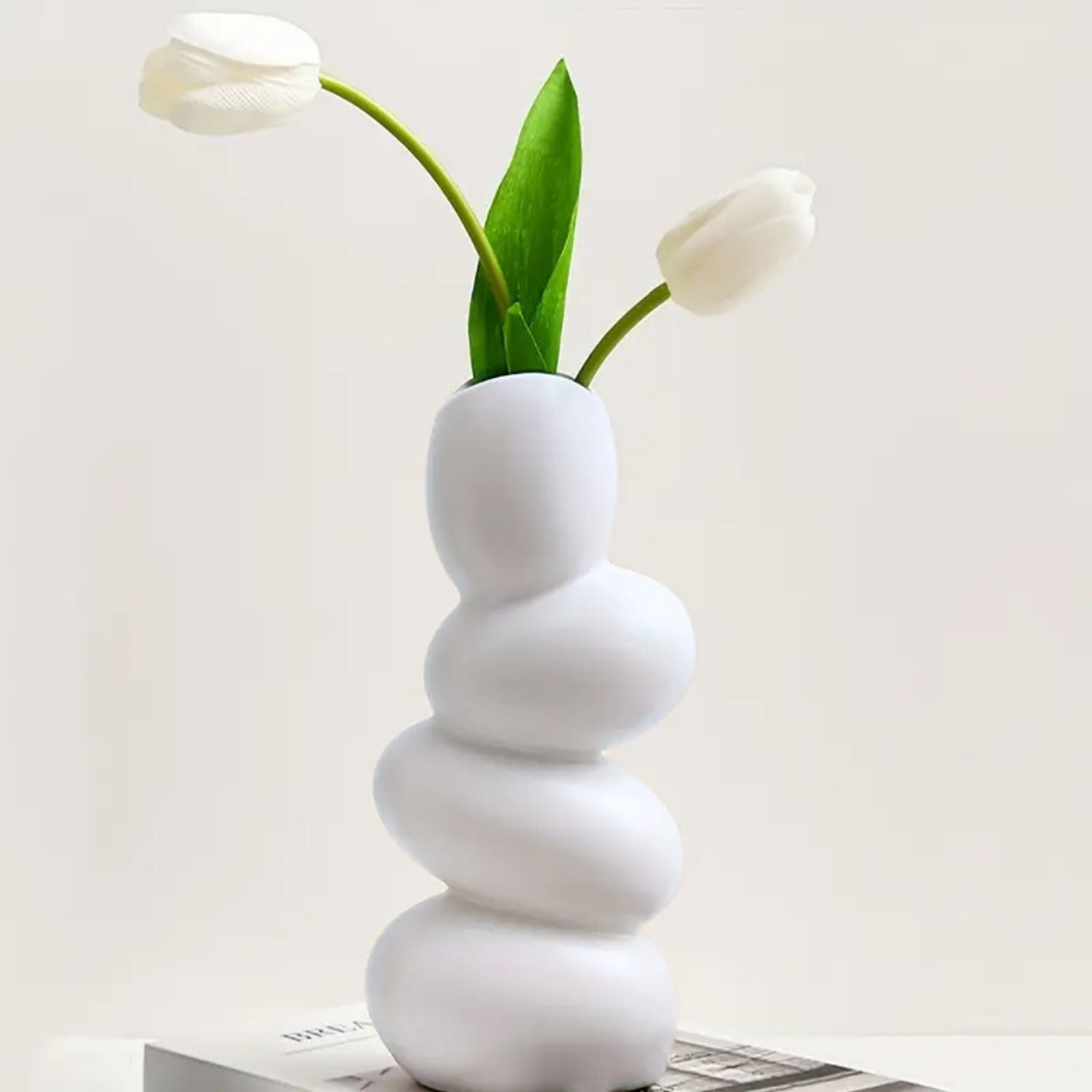 Bela Ceramic Centrepiece Vase | Abstract Stacked Stone Design