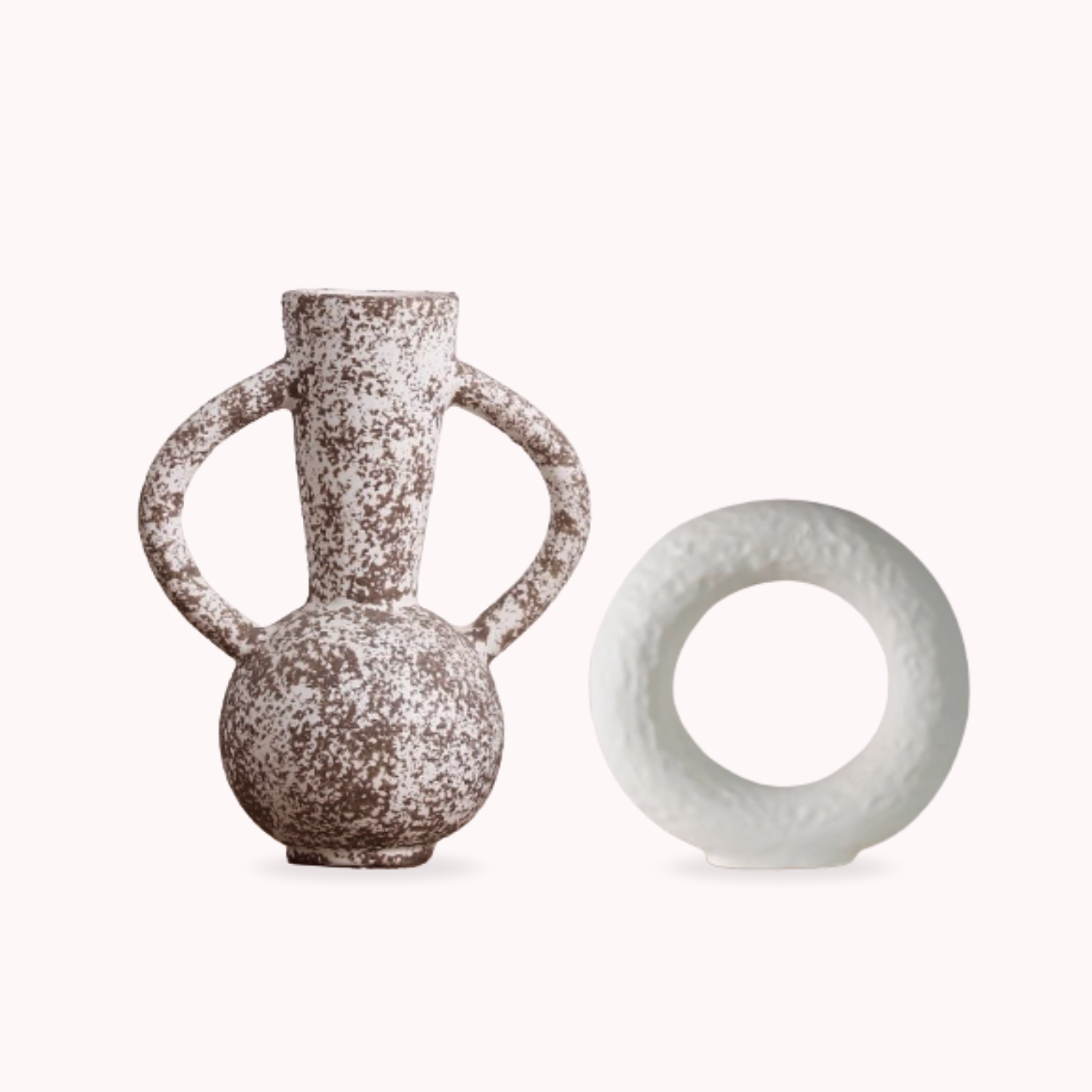 Kora Ceramic Vase Set | Textured Artisanal Design, Set of 2