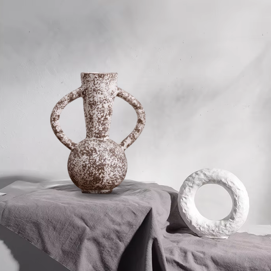 Kora Ceramic Vase Set | Textured Artisanal Design, Set of 2