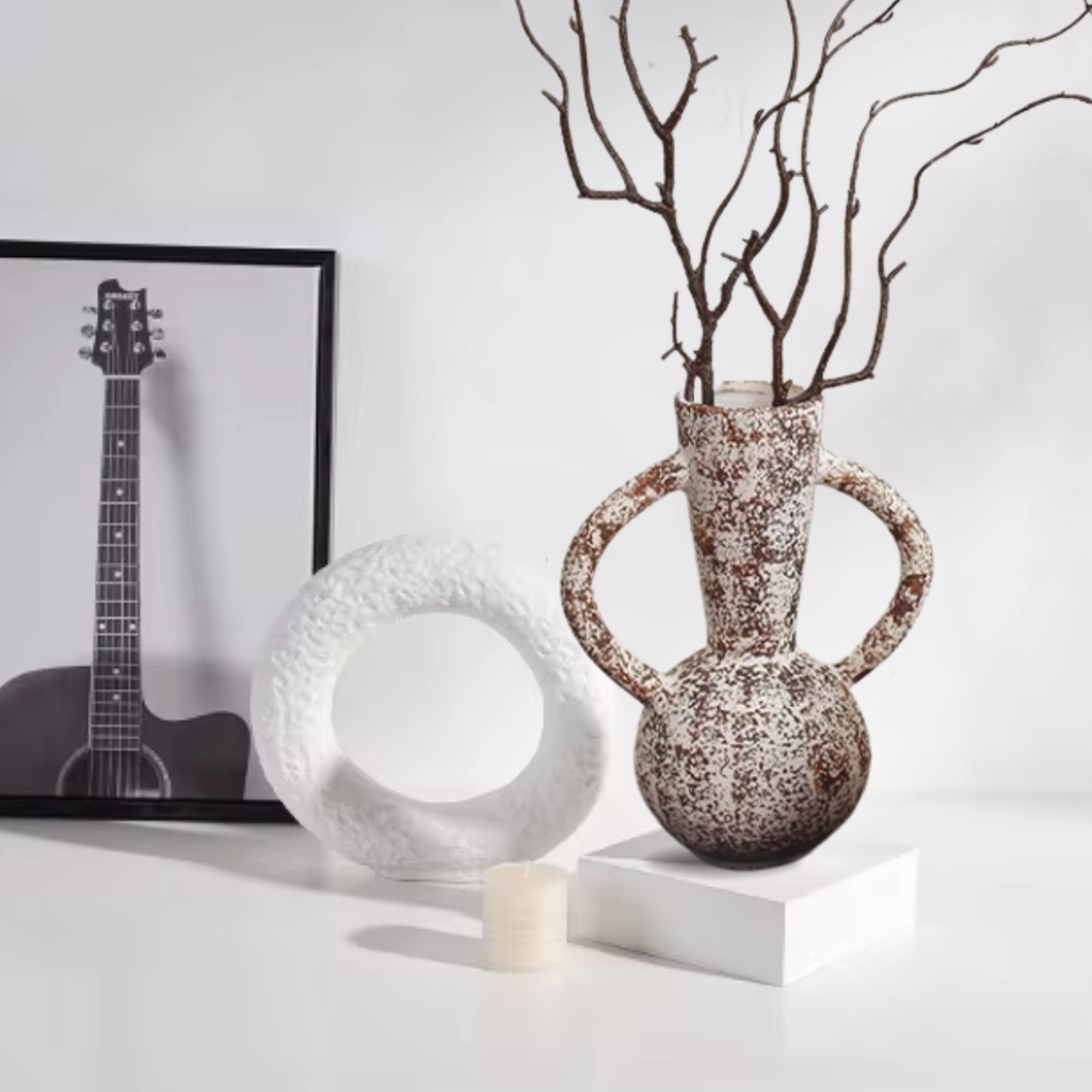 Kora Ceramic Vase Set | Textured Artisanal Design, Set of 2
