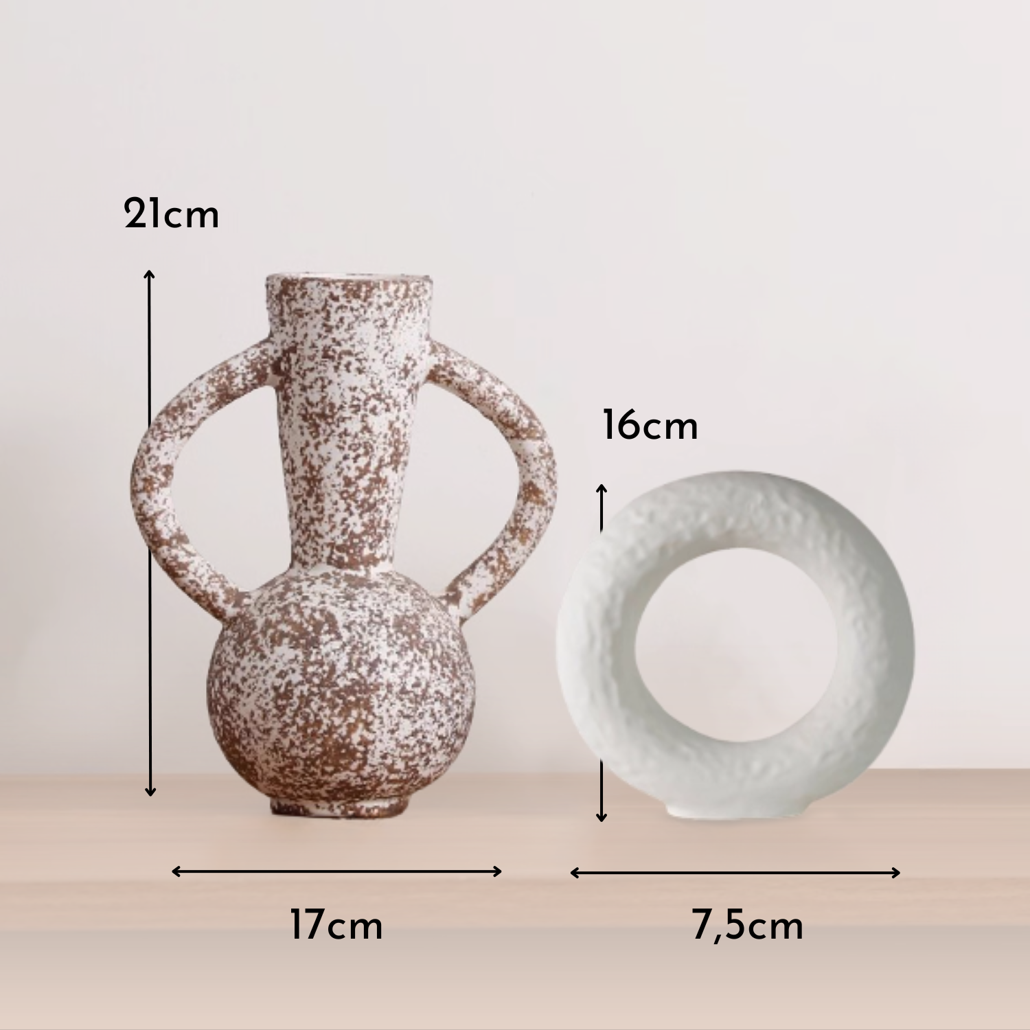 Kora Ceramic Vase Set | Textured Artisanal Design, Set of 2
