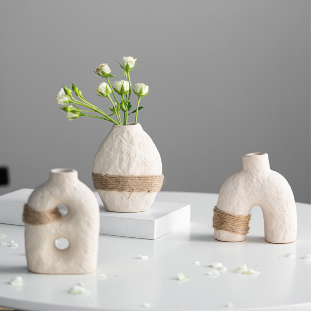 Bela Ceramic Vases Set | Eco-Friendly, Textured White Porcelain