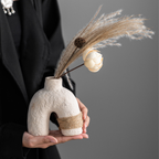 Bela Ceramic Vases Set | Textured White Porcelain, Natural Hemp Rope