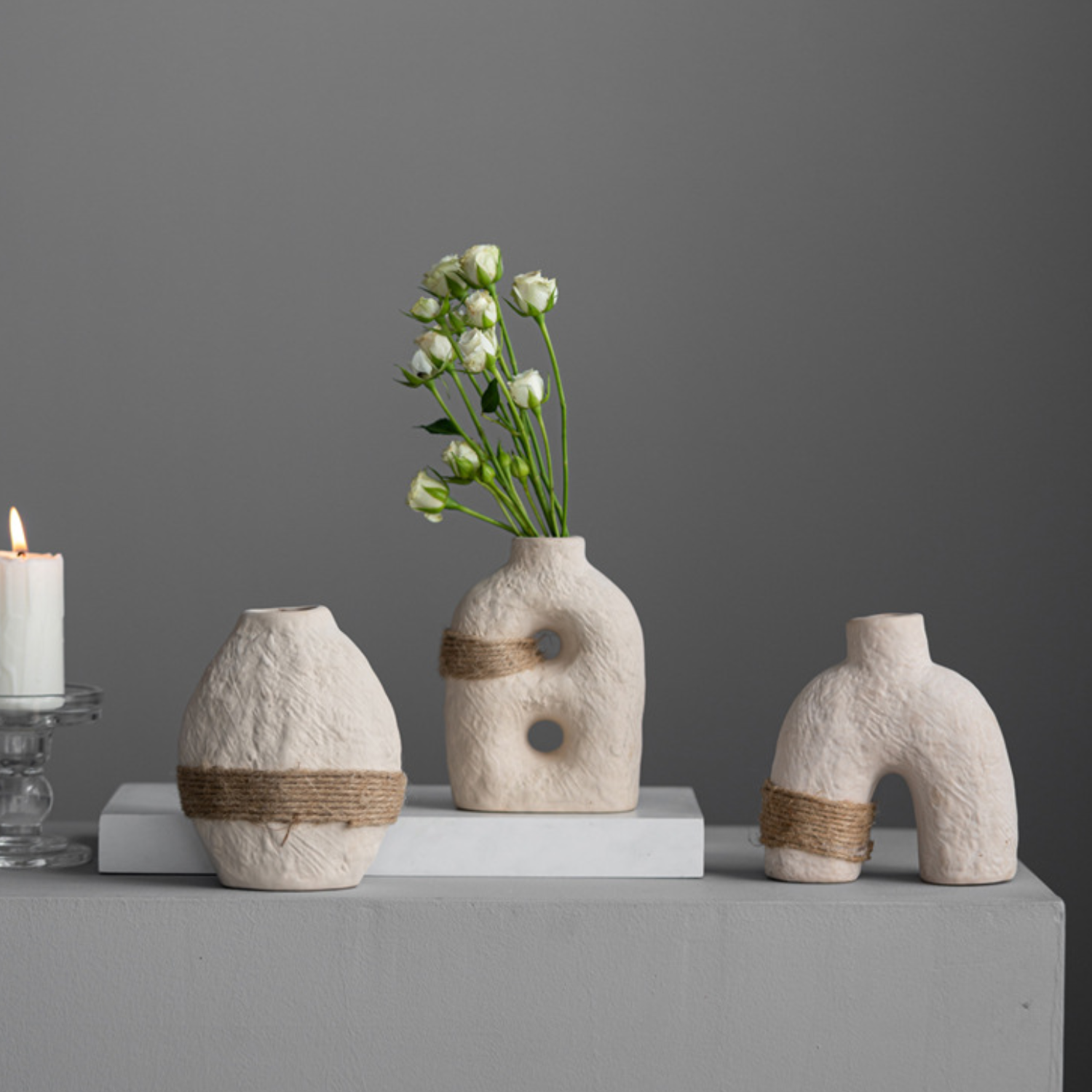 Bela Ceramic Vases Set | Eco-Friendly, Textured White Porcelain