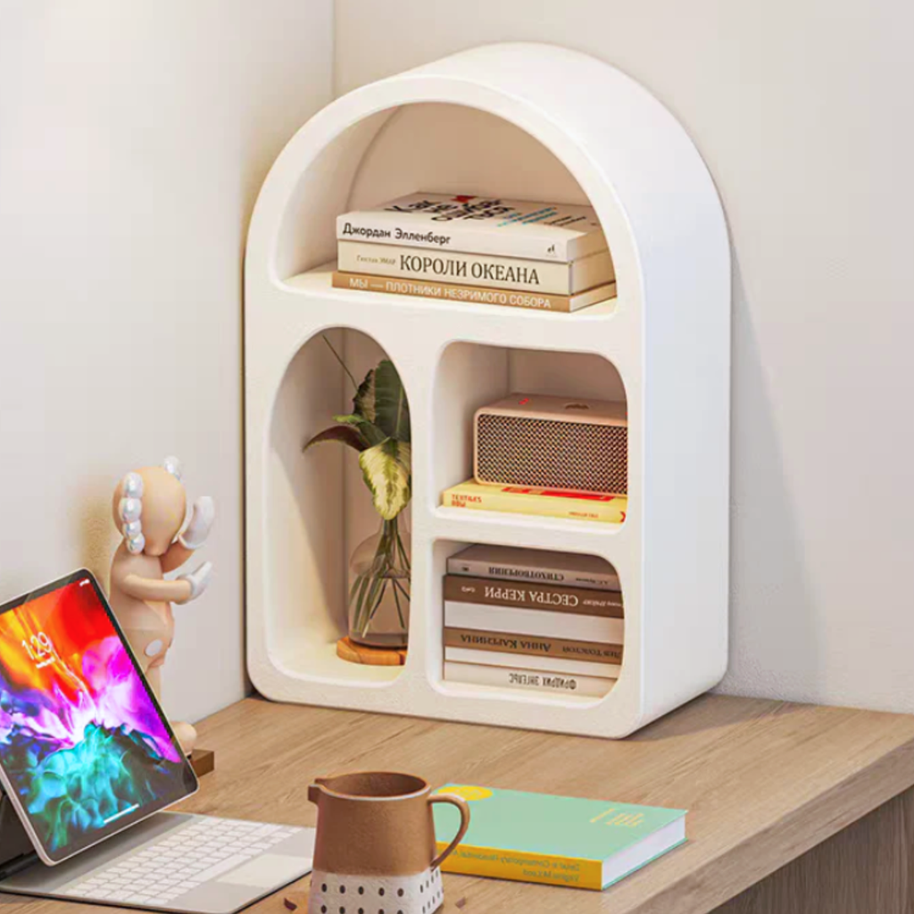 Bela Small Shelf | Scandinavian Ivory Design, 4 Functional Niches