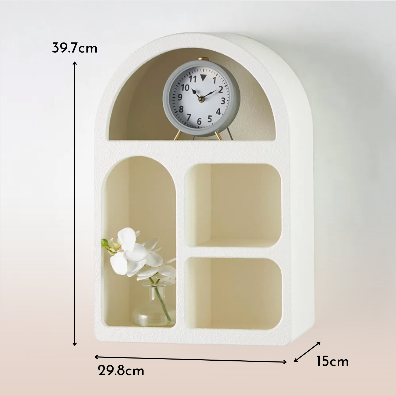 Bela Small Shelf | Scandinavian Ivory Design, 4 Functional Niches