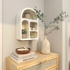 Belo Medium Shelf | Scandinavian Ivory Design, 4 Functional Niches