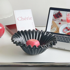 Bello Ceramic Fruit Bowl | Organic Shell Design, Black Finish