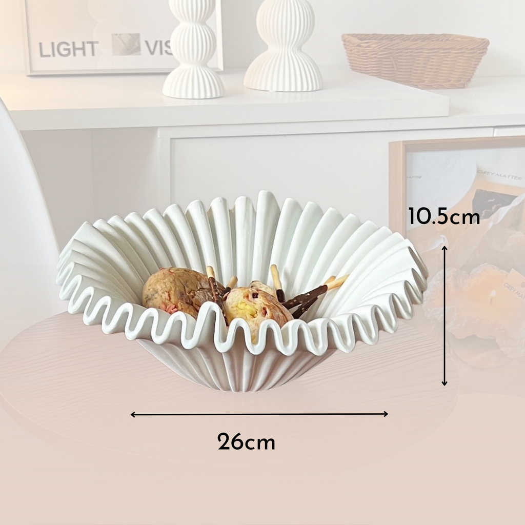 Bela Shell Style Fruit Bowl | Ceramic, Organic Design in White