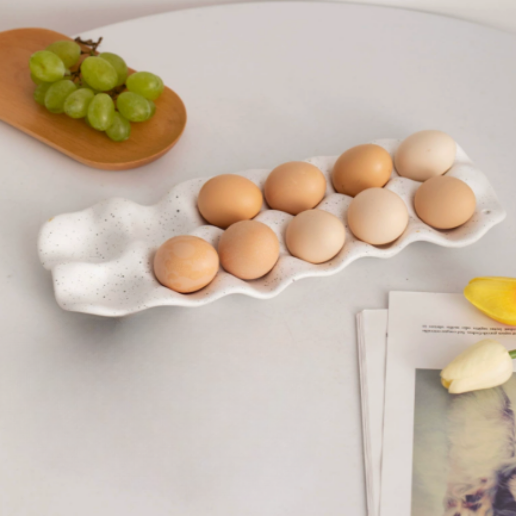 Bento Ceramic Egg Holder | Minimalist Design for 12 Eggs