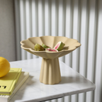 Bela Fruit Bowl | Beige Ceramic with Flower-Like Wavy Edge
