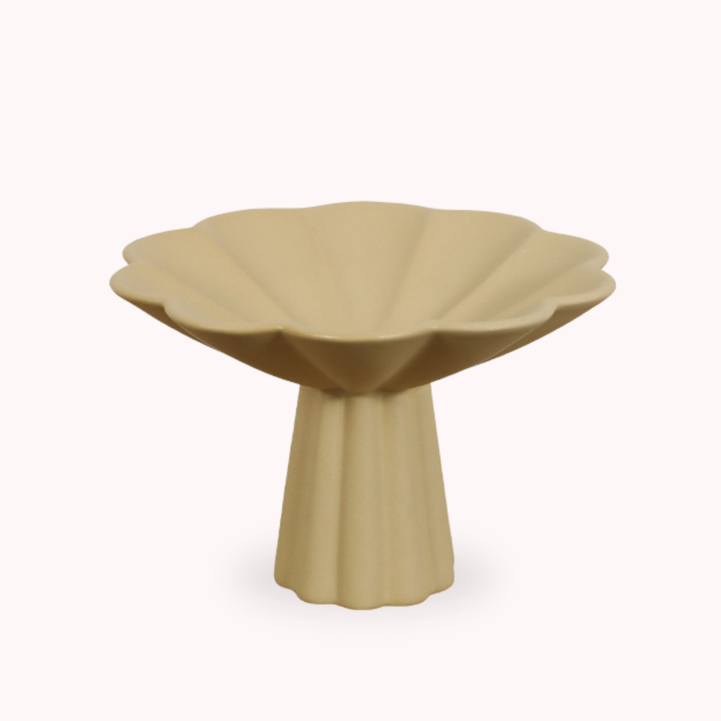 Bela Fruit Bowl | Beige Ceramic with Flower-Like Wavy Edge