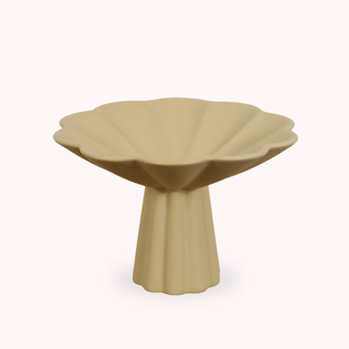 Bela Fruit Bowl | Beige Ceramic with Flower-Like Wavy Edge