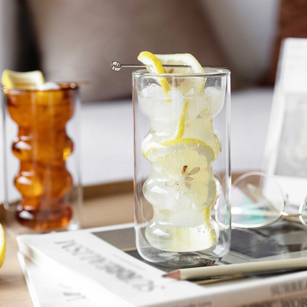 Belo Double-Walled Glasses | Borosilicate, Wave Design, 300 ml