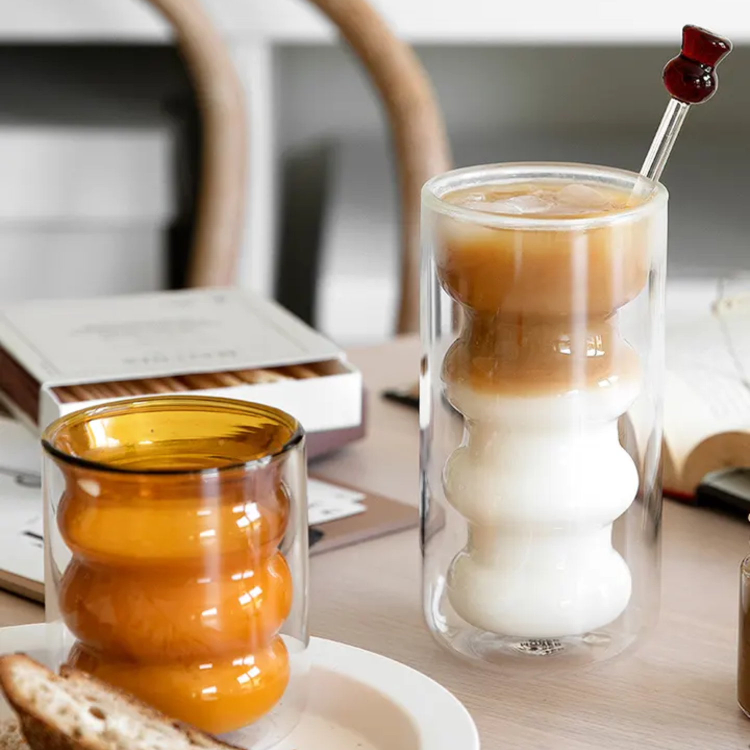 Belo Double-Walled Glasses | Borosilicate, Wave Design, 300 ml