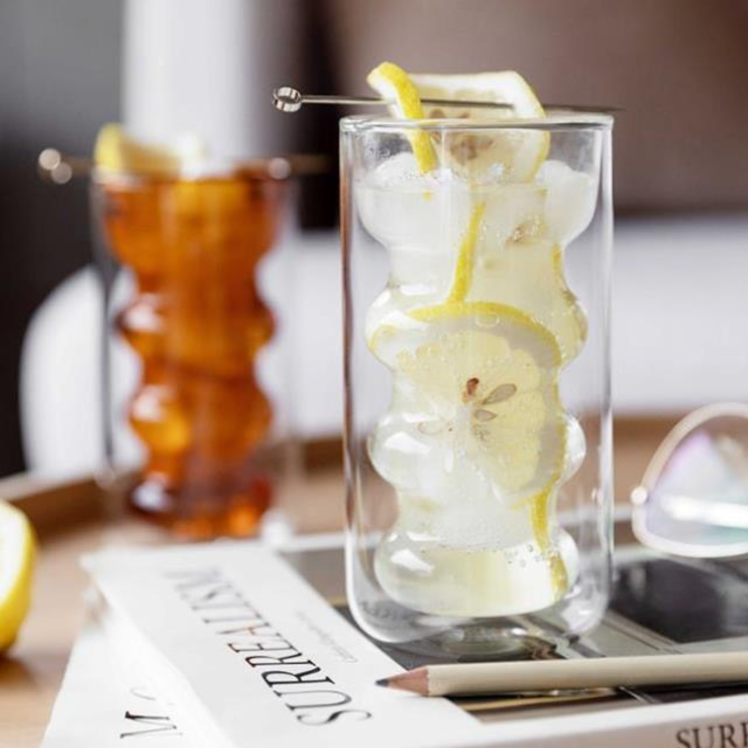 Belo Double-Walled Glasses | Borosilicate, Wave Design, 300 ml