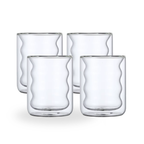 Belo Double-Walled Glasses Set | Borosilicate, Wave Design