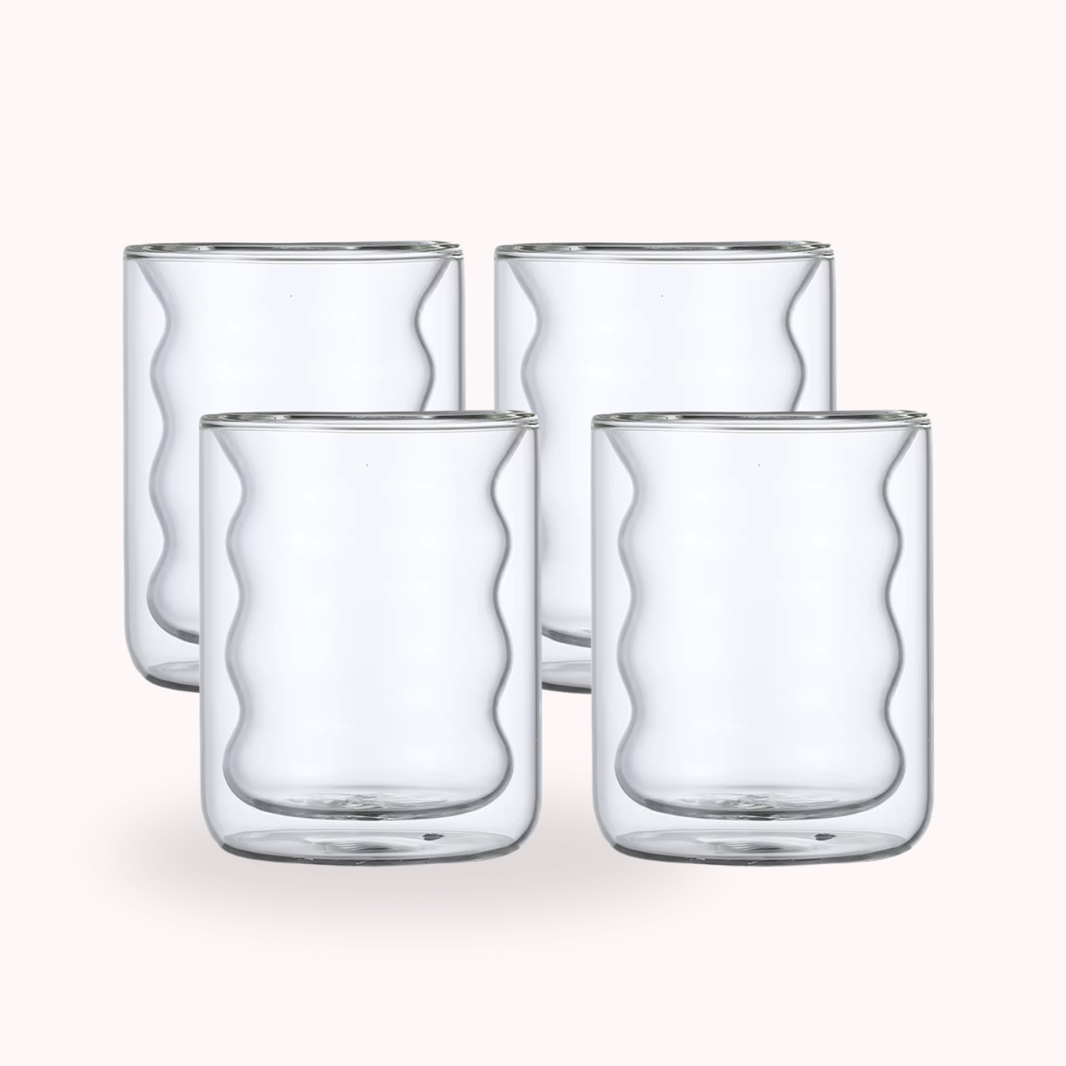 Belo Double-Walled Glasses Set | Borosilicate, Wave Design