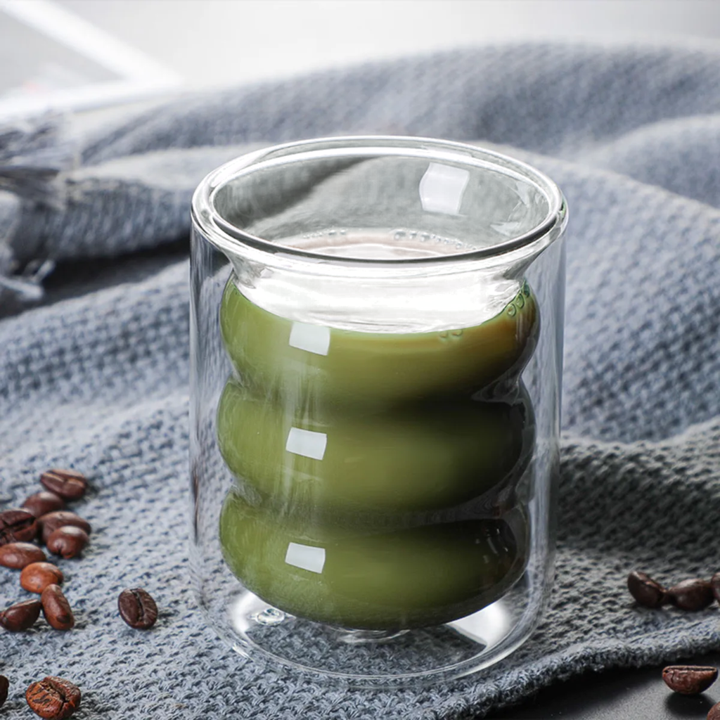 Belo Double-Walled Glasses Set | Borosilicate, Wave Design