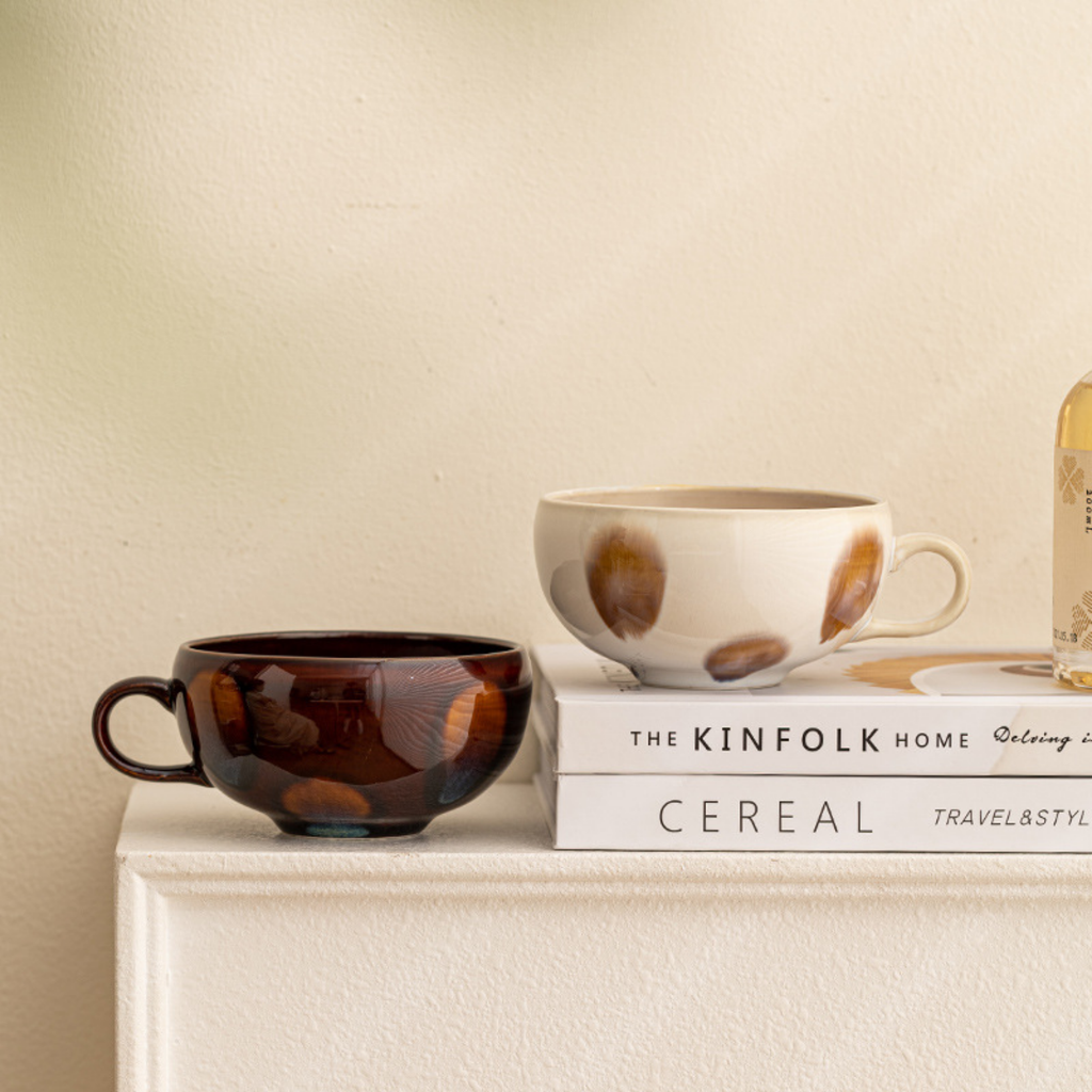 Caro Mug | 350ml Capacity, Glossy Caramel Cream Finish