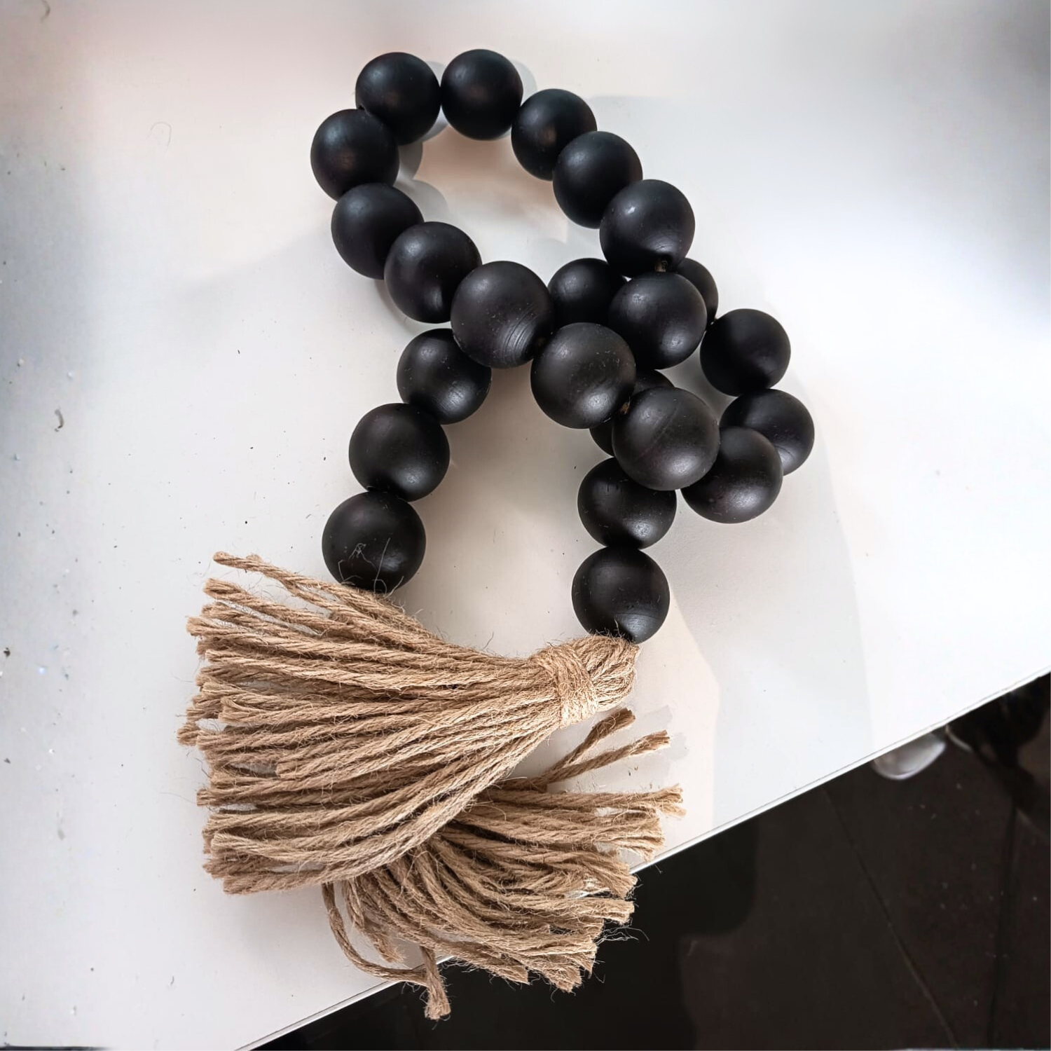 Bela Wooden Garland Rosary | 124 cm Length, Jute Tassels