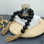 Bela Wooden Garland Rosary | 124 cm Length, Jute Tassels