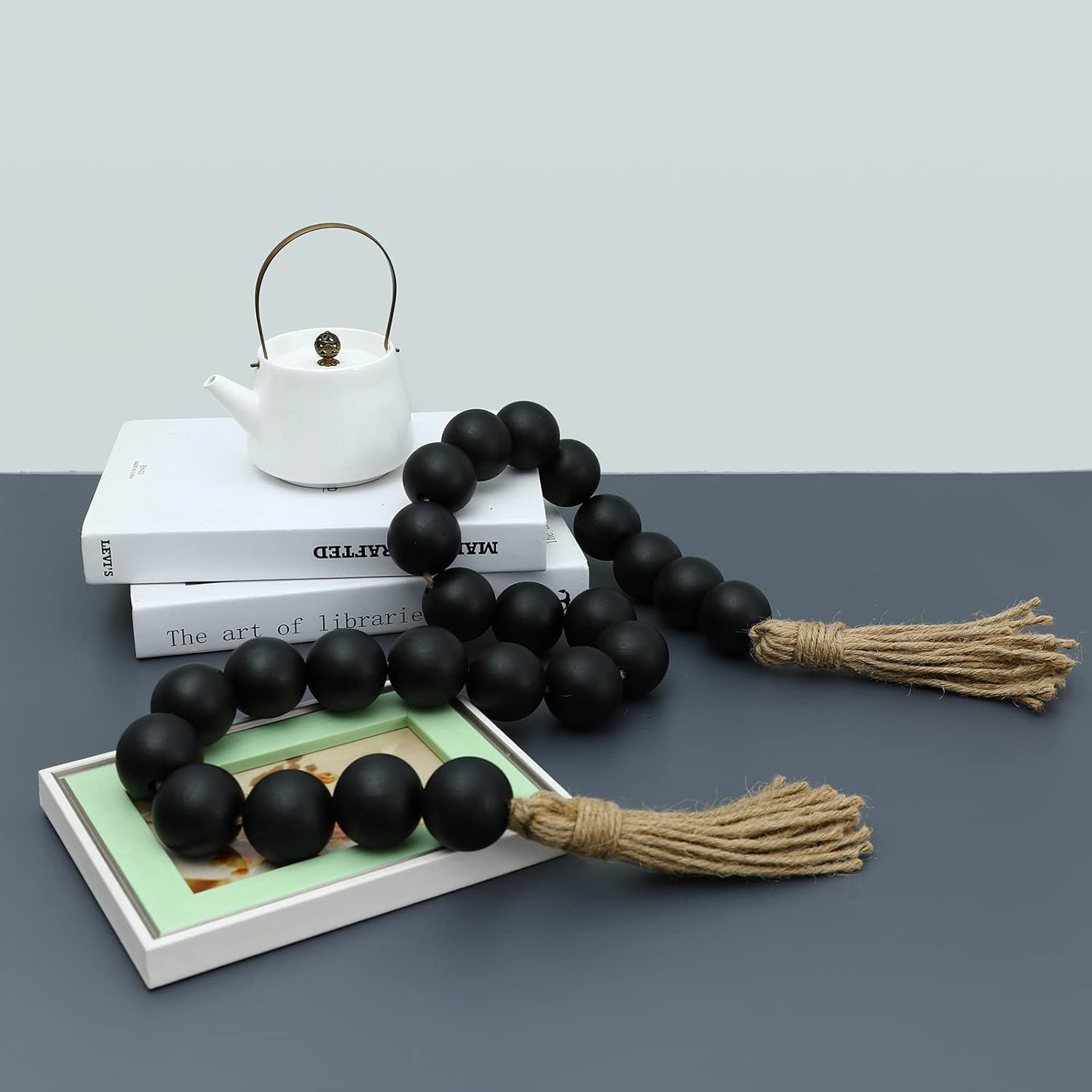 Bela Wooden Garland Rosary | 124 cm Length, Jute Tassels