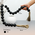 Bela Wooden Garland Rosary | 124 cm Length, Jute Tassels