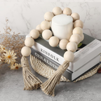 Belo Wooden Bead Garland | Natural Wood, 124 cm Length