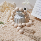 Belo Wooden Bead Garland | Natural Wood, 124 cm Length