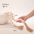 Belo Wooden Bead Garland | Natural Wood, 124 cm Length
