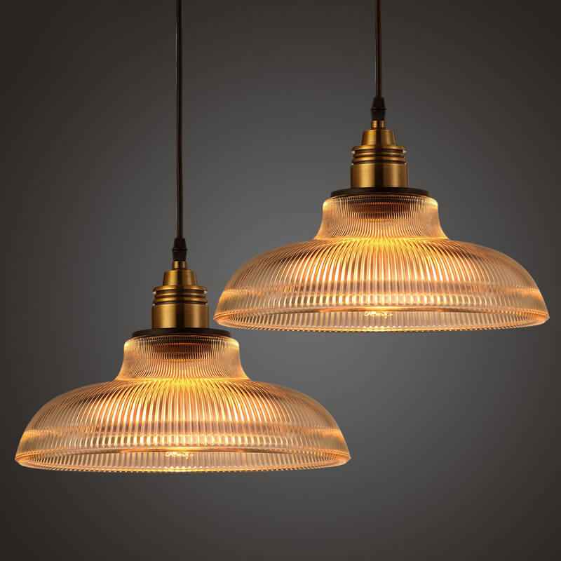 Retro Striped Glass Pendant Light with 1-Lamp Design