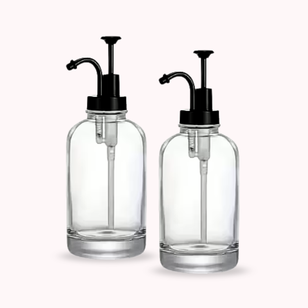 Bela Glass Dispenser Set | 500ml, Black Metallic Trigger, Set of 2